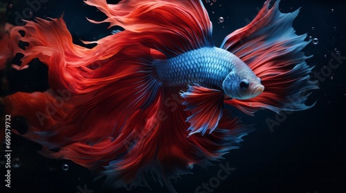 A red and blue fish in the water © NK