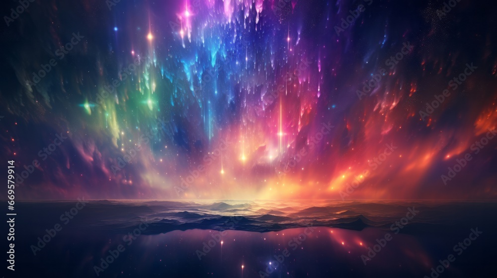 A colorful sky filled with lots of stars