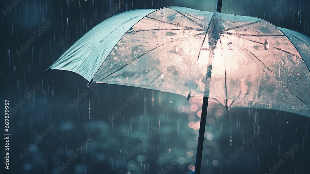 An umbrella in the rain - obrazy, fototapety, plakaty 