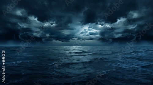 A painting of a stormy sea under a cloudy sky © NK