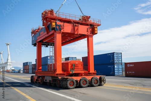 Container with attachment for lifting at port. Generative AI