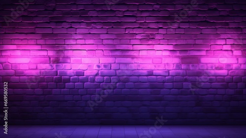 A brick wall with a purple light on it