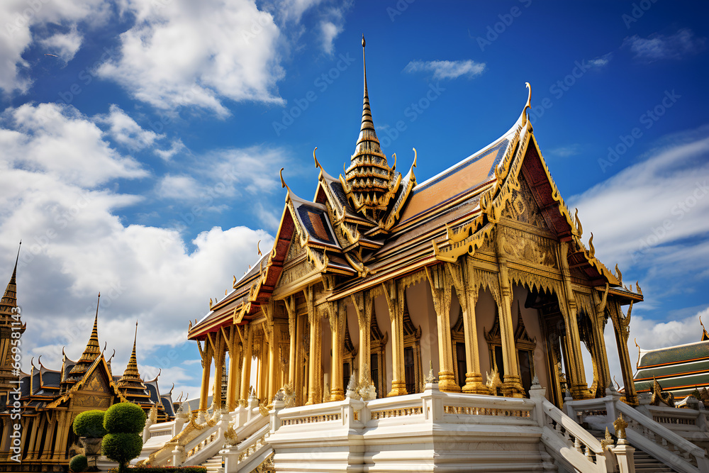 Beautiful Temple of the Emerald Buddha in Bangkok, Thailand landmark, Wat Phra Kaew 