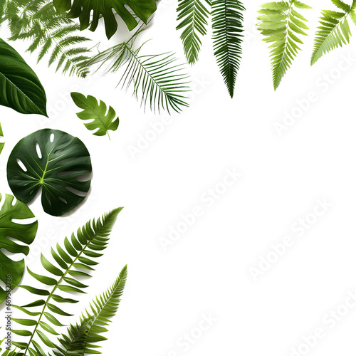 Collection of leaves in tropical forest on transparent background PNG