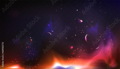Abstract fire flames on black background. Vector illustration for your design.