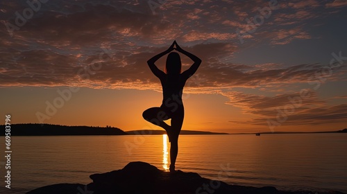 silhouette yoga at beach