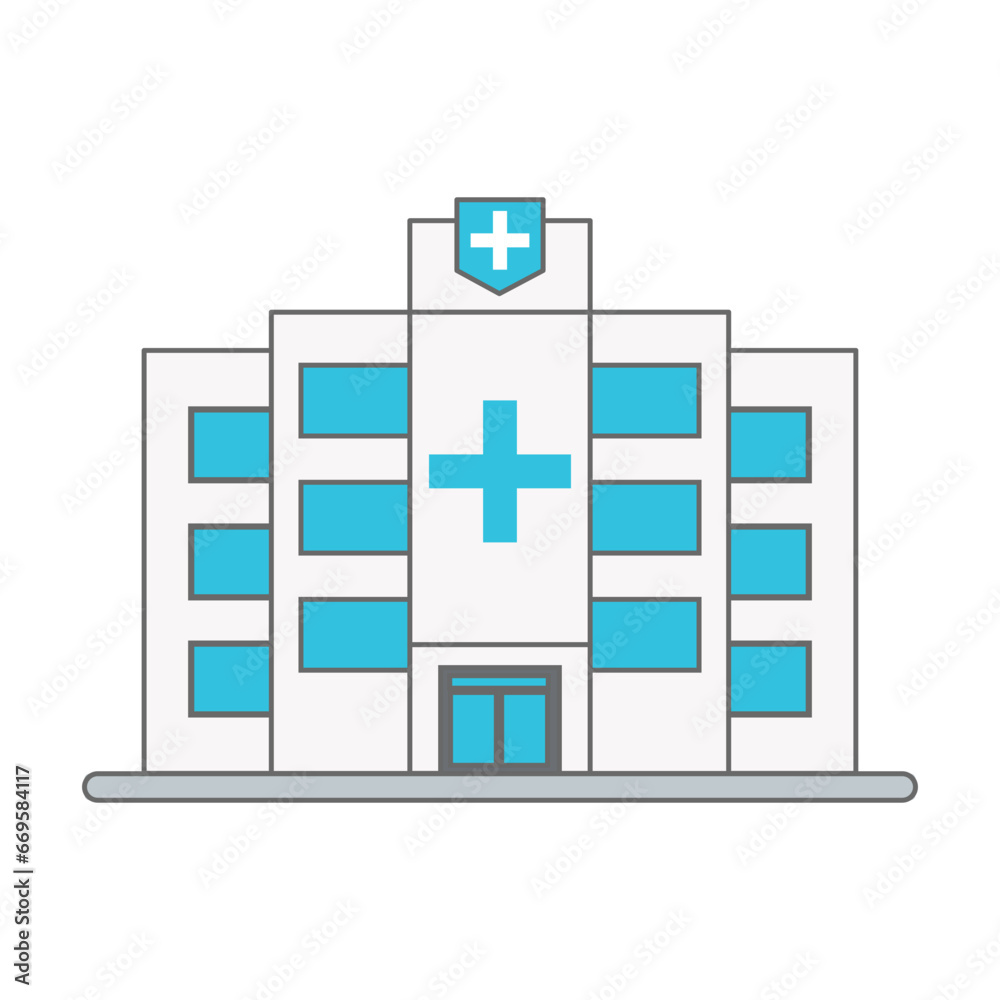 Hospital building icon isolated on white background. Healthcare and medical. Vector illustration.
