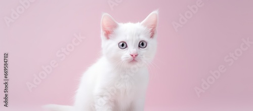 Albino kitten in white photo