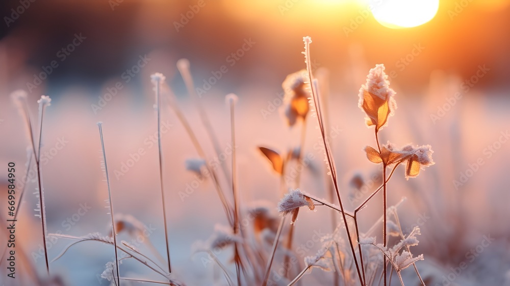Winter frozen landscape close up Winter frozen landscape close up