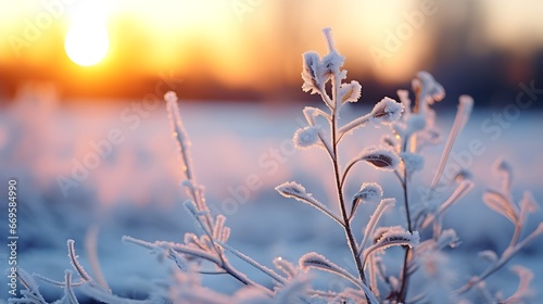 Winter frozen landscape close up © toomi123