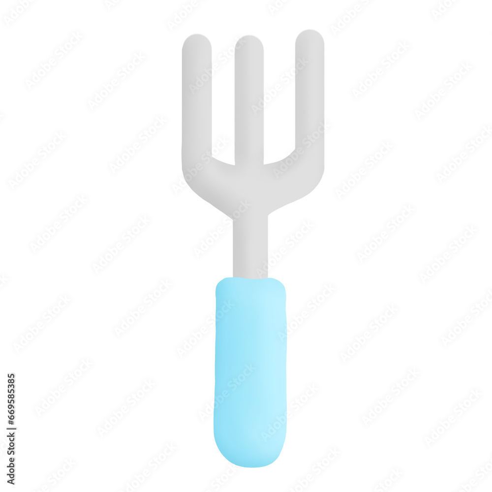 Hand Fork with Blue Handle for Gardening Tool 3d Icon Graphic Clipart Cartoon Hand Fork with Blue Handle for Gardening Tool 3d Icon Graphic Clipart Cartoon