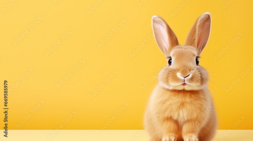 Obraz premium cute animal pet rabbit or bunny white color smiling and laughing isolated with copy space for easter background, rabbit, animal, pet, cute, fur, ear, mammal, background, celebration, generate by AI
