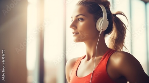 smart woman listening to music during exercise. exercisers and are checking how to exercise properly. correct exercise. diet, body shape, healthy, strong, shape, gym, training, body slim