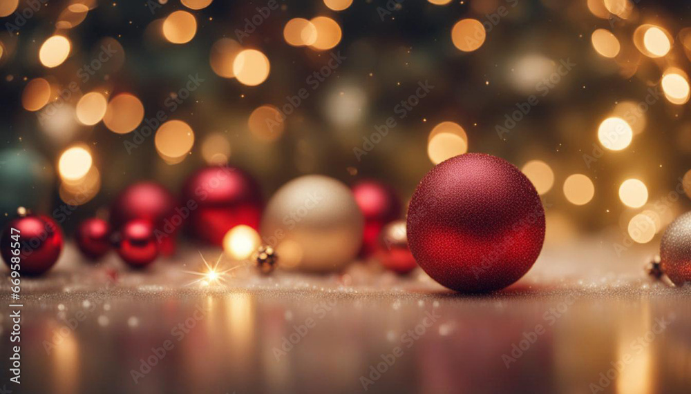 Golden and blue balls with bokeh lights on a green Christmas tree with cones, winter background for greeting card, atmosphere of cosiness and celebration Golden and blue balls with bokeh lights on a green Christmas tree with cones, winter background for greeting card, atmosphere of cosiness and celebration