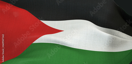 Fotografie palestine - the Palestinian flag, a flag waving in the hand - 3D image
