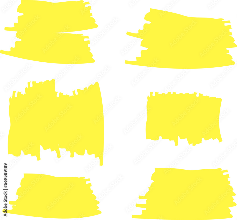 Highlighter line yellow marker strokes lines vector. Yellow watercolor hand drawn highlight set. Marker pen highlight strokes.