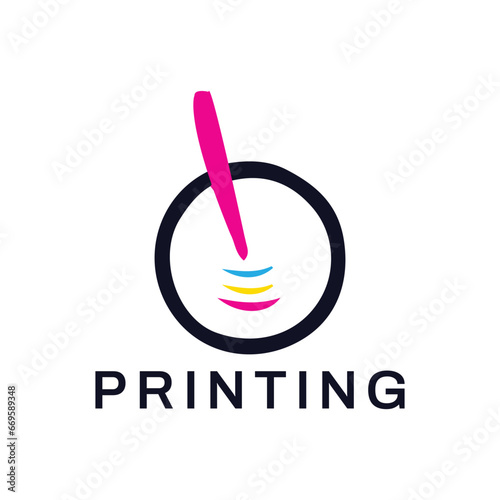 printing press logo design vector
