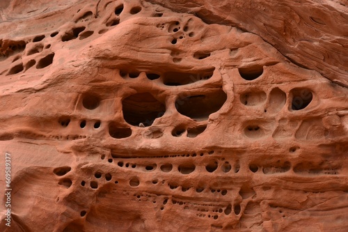 Red rocks eroded by wind and rain 