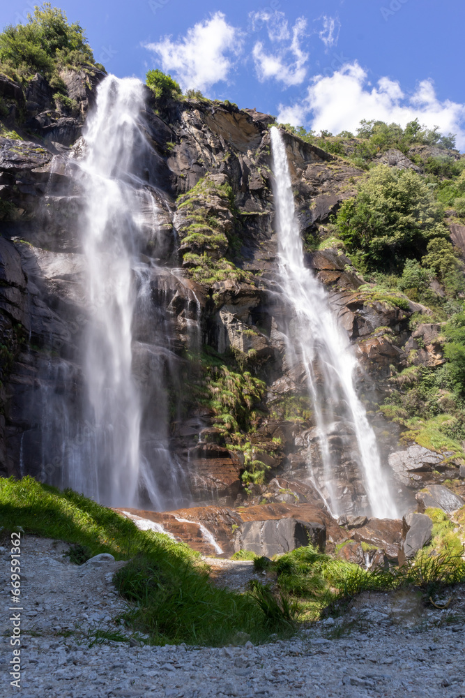 The beautiful Acquafraggia waterfall in Lombardy, Italy. The beautiful Acquafraggia waterfall in Lombardy, Italy.