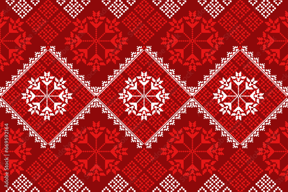 Traditional ethnic fabric pattern, seamless pattern design for textiles, rugs, wallpaper, clothing, sarong, scarf, batik, wrap, embroidery, print, background, vector illustration. christmas pattern