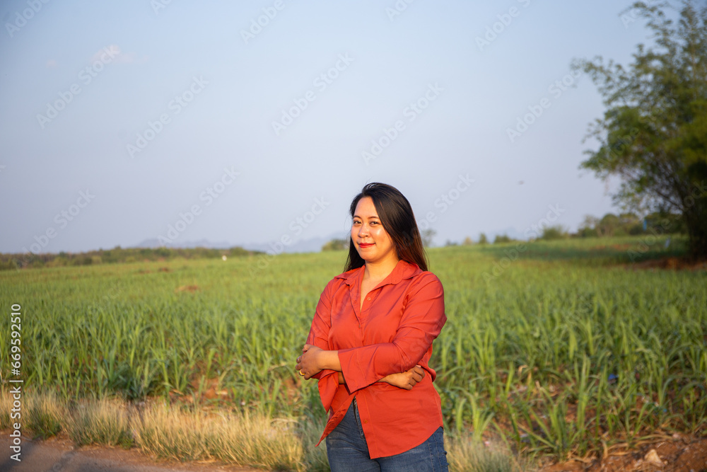 women asian standing on the countryside road women asian standing on the countryside road