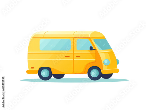 van for cargo transportation, parcels and delivery, delivery service, flat illustration isolated on white