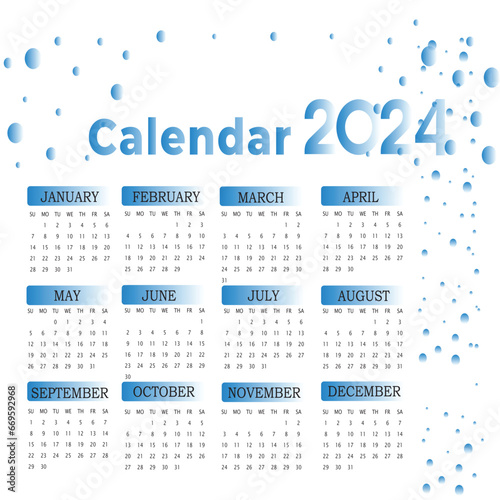 2024 calendar design in illustration 