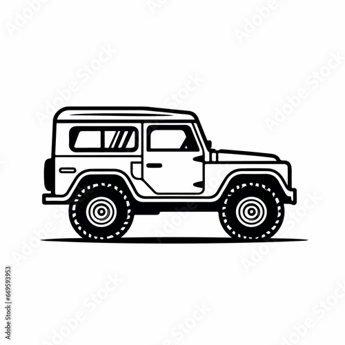 Jeep in cartoon, doodle style. 2d vector illustration in logo, icon style. AI Generative