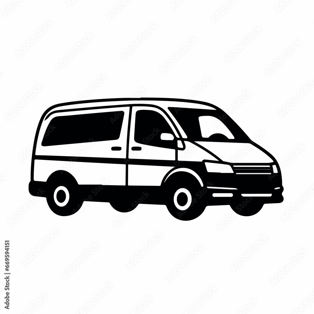 Minivan in cartoon, doodle style. 2d vector illustration in logo, icon style. AI Generative Minivan in cartoon, doodle style. 2d vector illustration in logo, icon style. AI Generative