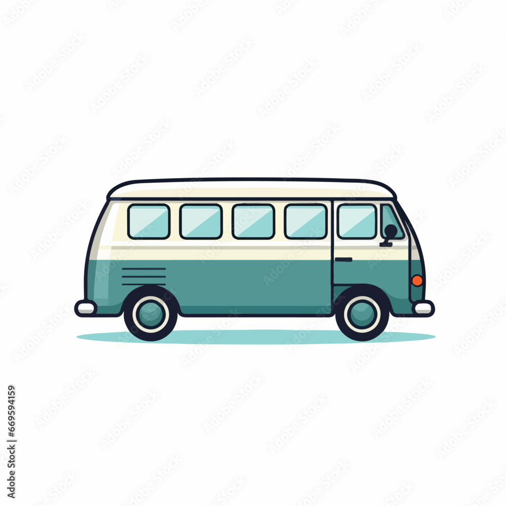 Minivan in cartoon, doodle style. 2d vector illustration in logo, icon style. AI Generative