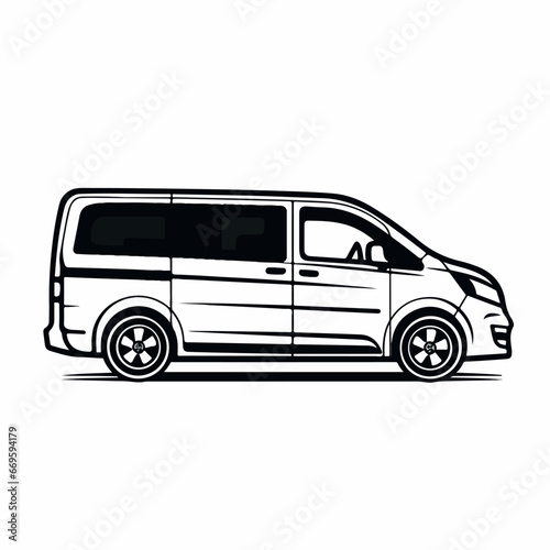 Minivan in cartoon, doodle style. 2d vector illustration in logo, icon style. AI Generative