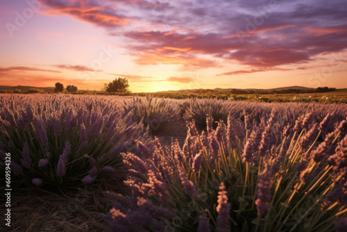 field of Provencal herbs in lavender shades