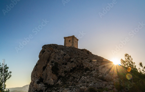 Landscape, Cocentaina castle on the hill at morning