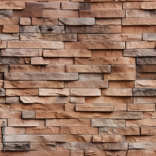 Design of brown textured rough clip stones wall. Ledgestone background. photo