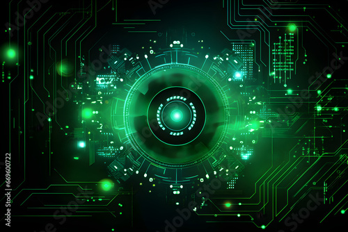 green background pictures Quantum computing concept, artificial intelligence, deep learning, new futuristic technology for business or science presentation, Vector background.