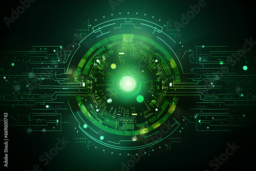 green background pictures Quantum computing concept, artificial intelligence, deep learning, new futuristic technology for business or science presentation, Vector background.