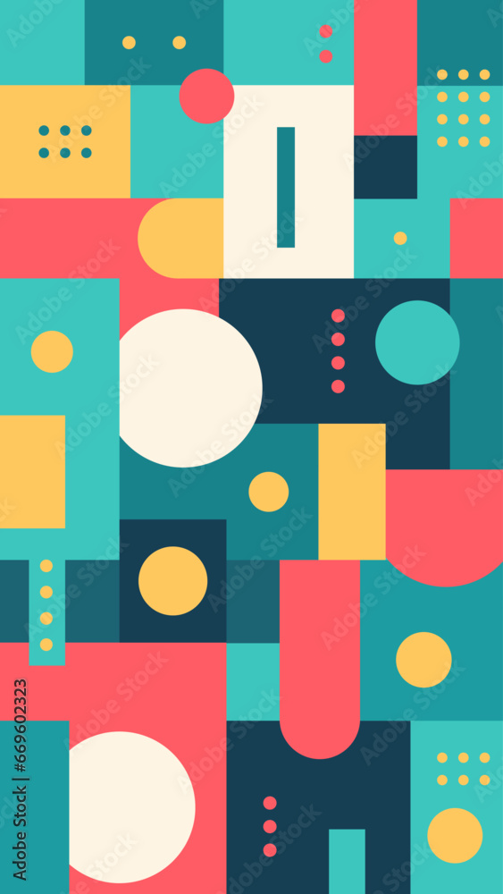 Vertical Geometric Vector Banner. Seamless Pattern with Simple Minimalistic Shapes. Abstract Background. Vertical Geometric Vector Banner. Seamless Pattern with Simple Minimalistic Shapes. Abstract Background.