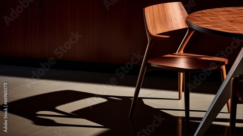 beautiful contemporary armchair in cafe closeup with sun shade light from window home interior design concept background