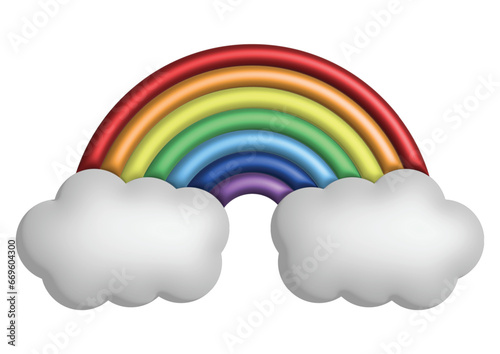 Rainbow and clouds with metallic colors