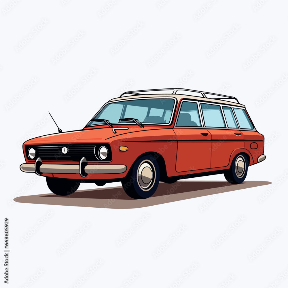 Station Wagon Car in cartoon, doodle style. 2d vector illustration in logo, icon style. AI Generative Station Wagon Car in cartoon, doodle style. 2d vector illustration in logo, icon style. AI Generative