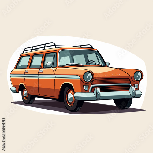 Station Wagon Car in cartoon, doodle style. 2d vector illustration in logo, icon style. AI Generative