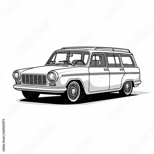 Station Wagon Car in cartoon, doodle style. 2d vector illustration in logo, icon style. AI Generative