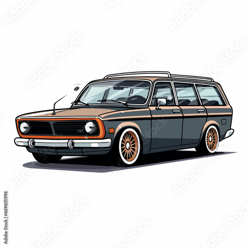 Station Wagon Car in cartoon, doodle style. 2d vector illustration in logo, icon style. AI Generative