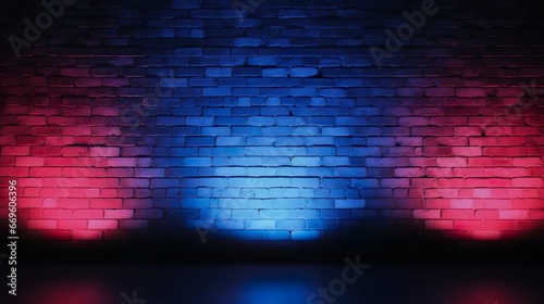 Neon light on brick walls that are not plastered