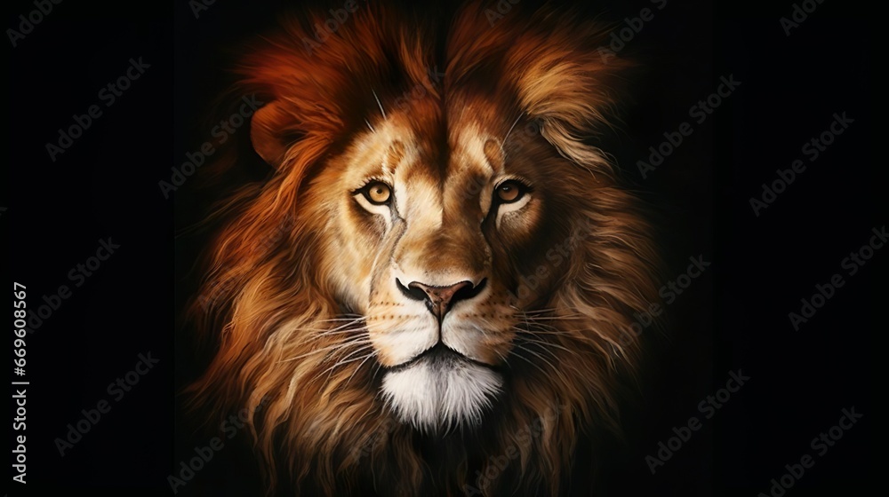 Portrait of a Beautiful lion lion at the waterhole