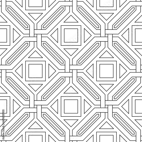 Vector seamless pattern. Modern stylish texture. Monochrome, linear abstract background.
