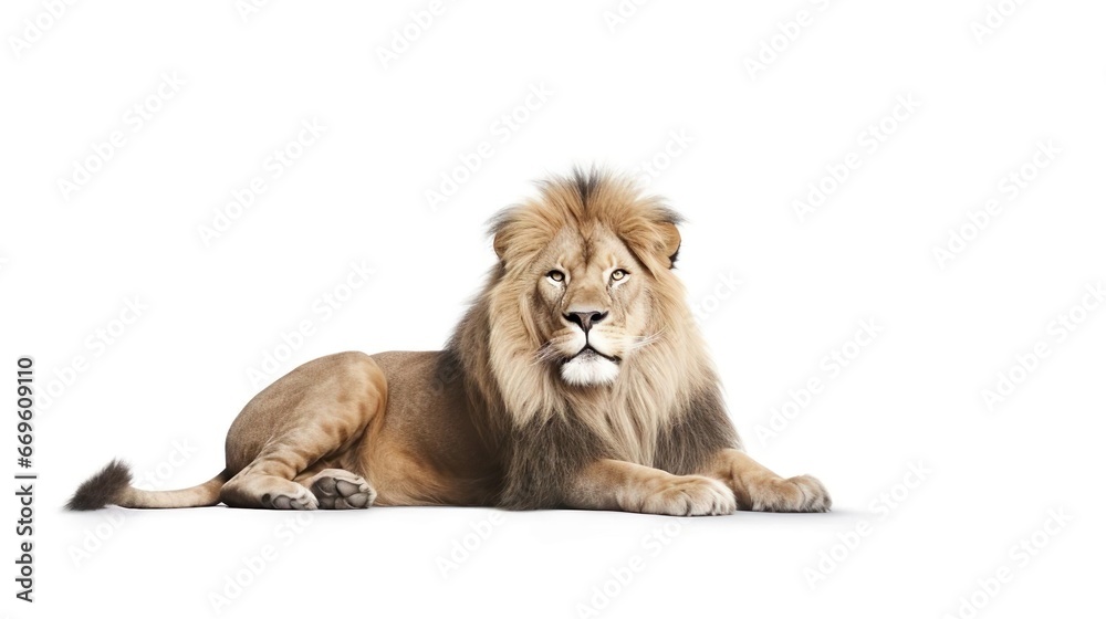 Lion sitting looking away Panthera Leo 10 years old