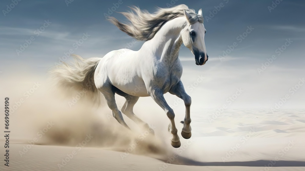 Fototapeta premium Picture presenting the galloping white horse