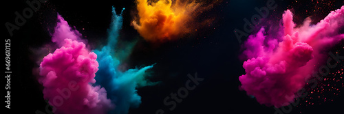 bright explosion of colored powder against a dark background. colorful paint explosion wallpaper 