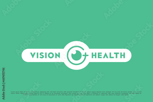 Eye visual medicine logo design illustration. Simple flat silhouette stamp sticker label emblem eye cornea eyesight health vision human body anatomy hospital science. Simple modern minimalist concept.